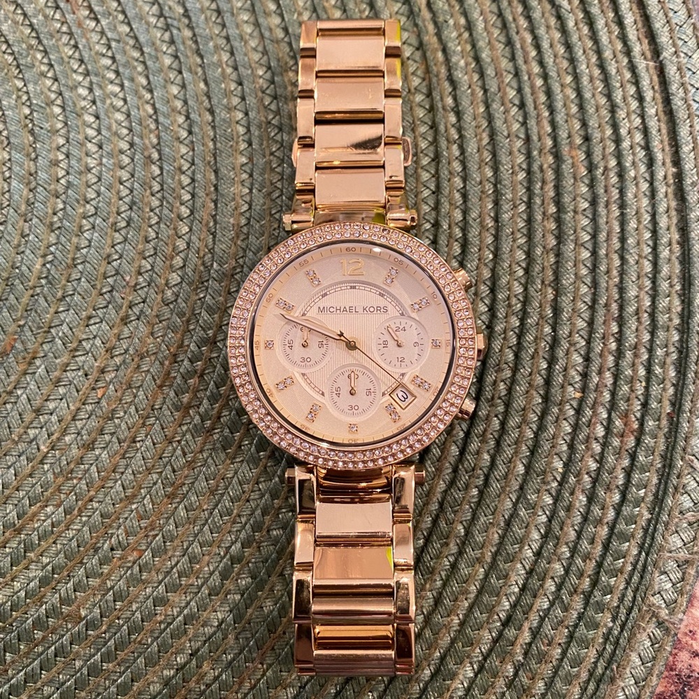 Michael Kors Parker Pave Chronograph Bracelet Watch - Great Condition